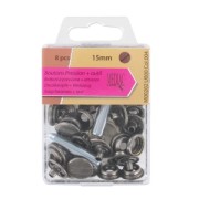 Snap fasteners + tool 15 mm gunmetal x8|raw }}