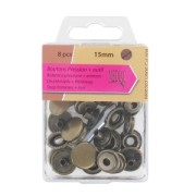 Snap fasteners + tool 15 mm Bronze tone x8|raw }}