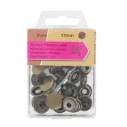 Snap fasteners + tool 15 mm Bronze tone x8