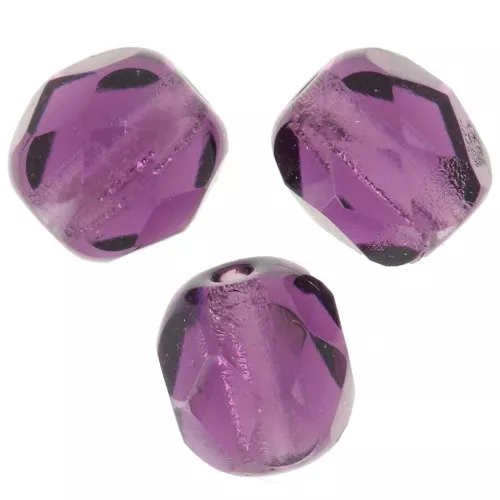 Fire Polished faceted round beads 5mm Amethyst x50