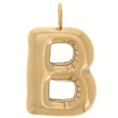 Balloon Alphabet Letter Pendant, 24.5 x 14 mm - B - Gold-Plated 304 Stainless Steel x1