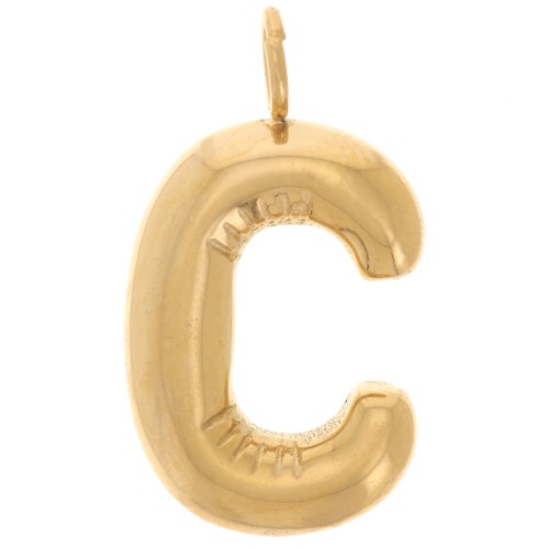 23x13mm Stainless steel 304L Pendant letter alphabet balloon - C - Gold x1
