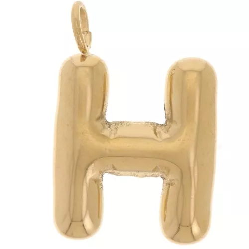 23x15mm Stainless steel 304L Pendant letter alphabet balloon - H - Gold x1