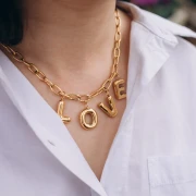 Balloon-Shaped Alphabet Letter Pendant, 23.5 x 11.5 mm - I - Gold-Plated 304 Stainless Steel x1