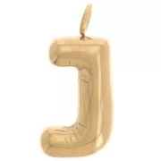 Balloon-Shaped Alphabet Letter Pendant, 23.5 x 11.5 mm - J - Gold-Plated 304 Stainless Steel x1