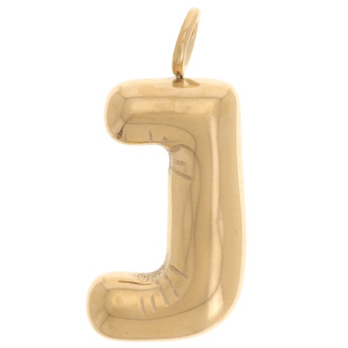 Balloon-Shaped Alphabet Letter Pendant, 23.5 x 11.5 mm - J - Gold-Plated 304 Stainless Steel x1