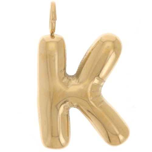 23x1'mm Stainless steel 304L Pendant letter alphabet balloon - K - Gold x1