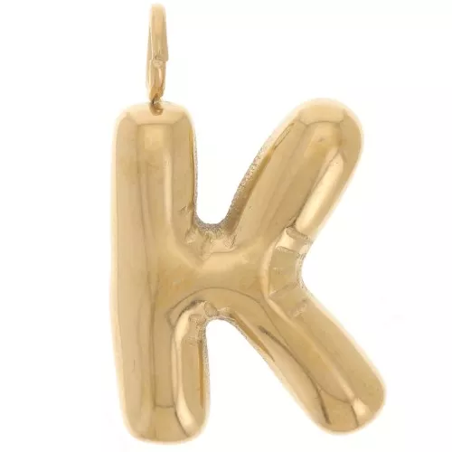 23x1'mm Stainless steel 304L Pendant letter alphabet balloon - K - Gold x1