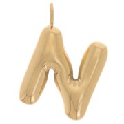 22x15mm Stainless steel 304L Pendant letter alphabet balloon - N - Gold x1