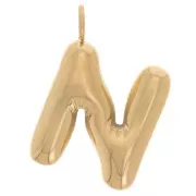 22x15mm Stainless steel 304L Pendant letter alphabet balloon - N - Gold x1