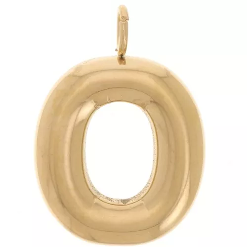 23x16mm Stainless steel 304L Pendant letter alphabet balloon - O - Gold x1