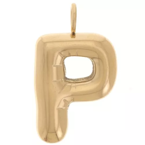 23x13.5mm Stainless steel 304L Pendant letter alphabet balloon - P - Gold x1