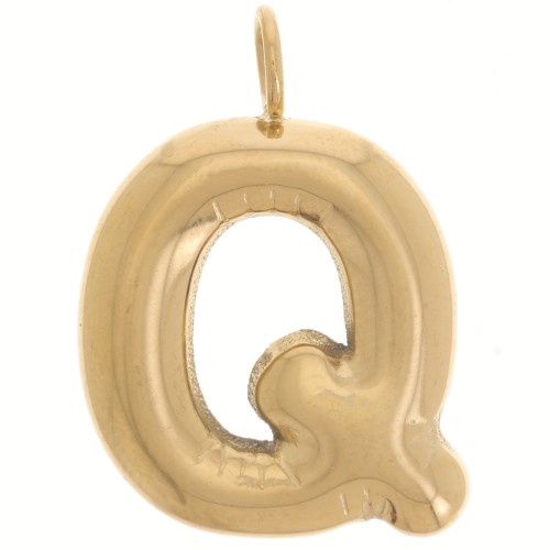 23x17mm Stainless steel 304L Pendant letter alphabet balloon - Q - Gold x1