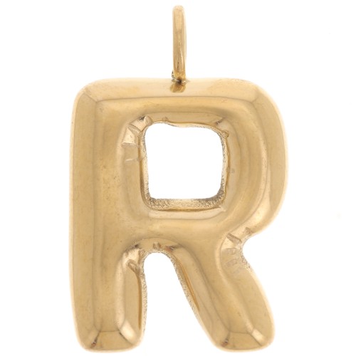 23x14mm Stainless steel 304L Pendant letter alphabet balloon - R - Gold x1