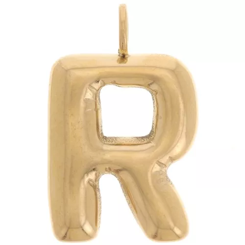 23x14mm Stainless steel 304L Pendant letter alphabet balloon - R - Gold x1