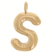 23x13mm Stainless steel 304L Pendant letter alphabet balloon - S - Gold x1