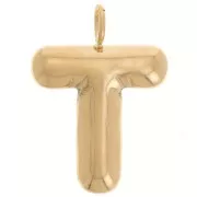 23x13mm Stainless steel 304L Pendant letter alphabet balloon - T - Gold x1