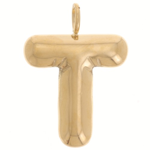 23x13mm Stainless steel 304L Pendant letter alphabet balloon - T - Gold x1