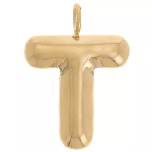 23x13mm Stainless steel 304L Pendant letter alphabet balloon - T - Gold x1