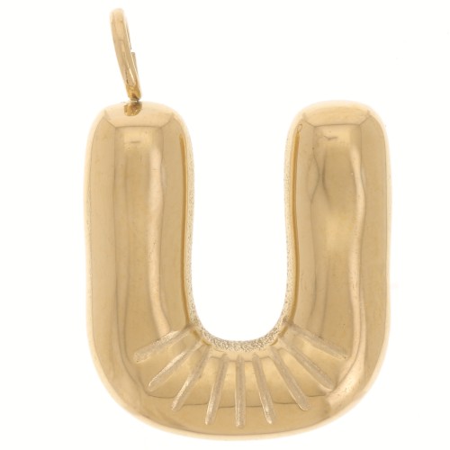 23x16mm Stainless steel 304L Pendant letter alphabet balloon - U - Gold x1