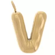 23x15mm Stainless steel 304L Pendant letter alphabet balloon - V - Gold x1
