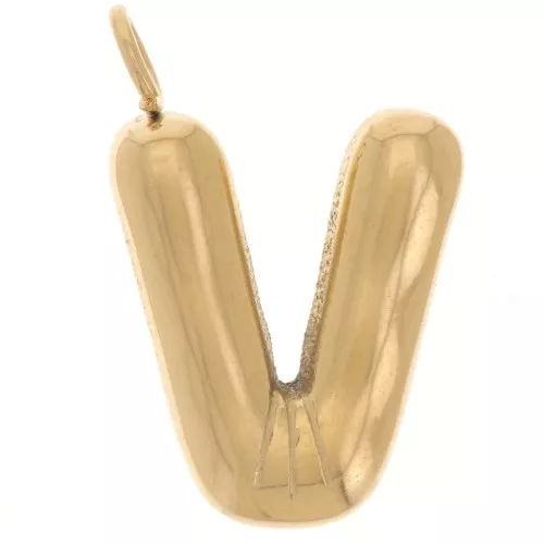 23x15mm Stainless steel 304L Pendant letter alphabet balloon - V - Gold x1