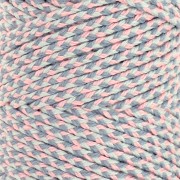2.5mm braided cotton cord - made in France - Light pink - Grey x1m