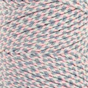2.5mm braided cotton cord - made in France - Light pink - Grey x1m