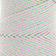 2.5mm French braided cotton cord - Light green - Blue - Pink x1m
