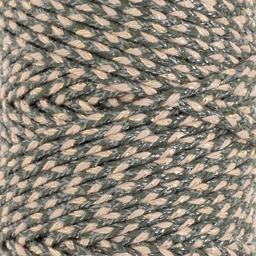2.5mm braided cotton cord - made in France - Khaki - Beige - Gold x1m