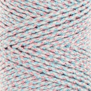 2.5mm braided cotton cord - made in France - Multi Bleu - Rose Gold x1m