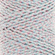 2.5mm braided cotton cord - made in France - Multi Bleu - Rose Gold x1m