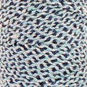3mm braided cotton cord - made in France - Dark blue - Light blue x1m