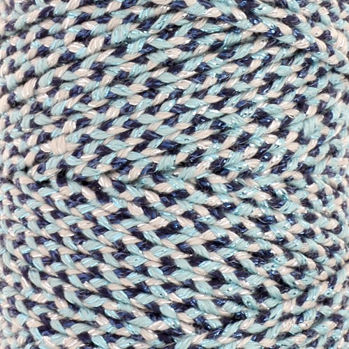 3mm braided cotton cord - made in France - Dark blue - Light blue x1m