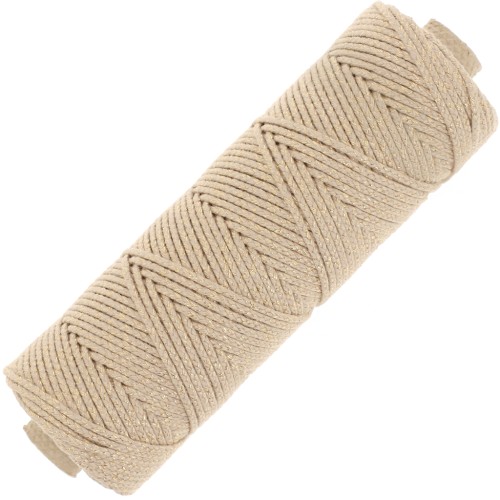 2.5mm braided cotton cord spool - French made - Beige - Gold x100m
