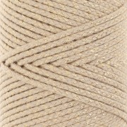 2.5mm braided cotton cord spool - French made - Beige - Gold x100m