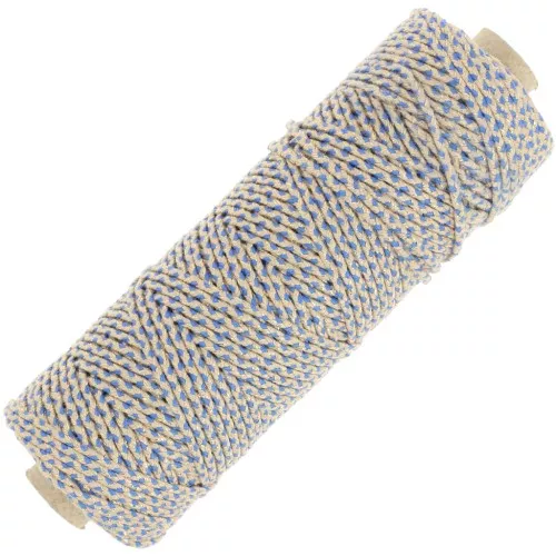 2.5mm braided cotton cord spool - Beige, Blue, Gold x100m