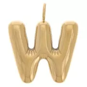 23x20mm Stainless steel 304L Pendant letter alphabet balloon - W - Gold x1
