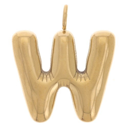 23x20mm Stainless steel 304L Pendant letter alphabet balloon - W - Gold x1