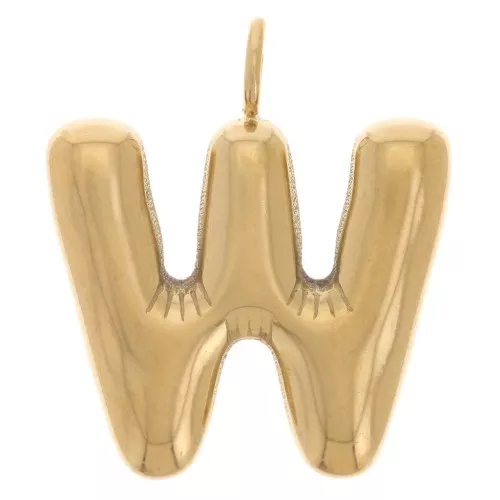 23x20mm Stainless steel 304L Pendant letter alphabet balloon - W - Gold x1