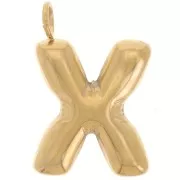 23x15mm Stainless steel 304L Pendant letter alphabet balloon - X- Gold x1