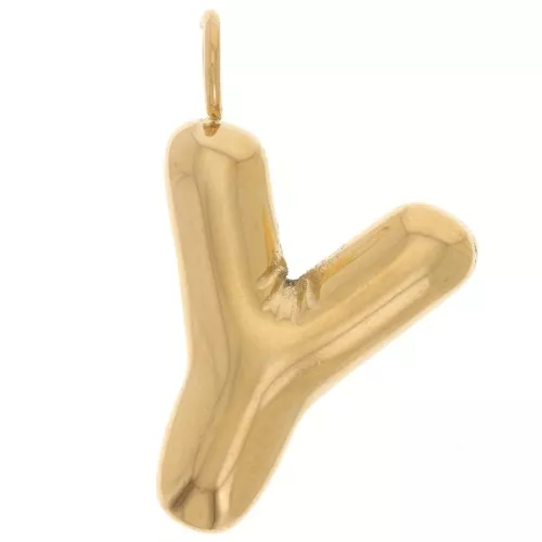 22x15mm Stainless steel 304L Pendant letter alphabet balloon - Y - Gold x1