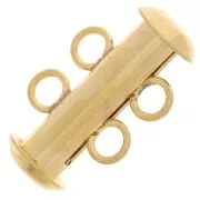 16.5mm 2-row sliding clasp with perpendicular rings - Gold Tone x1