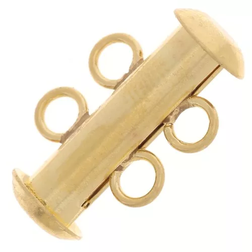 16.5mm 2-row sliding clasp with perpendicular rings - Gold Tone x1