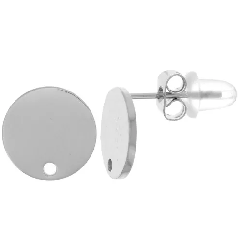 10mm Stainless steel 316L Round smooth earstuds x2