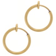 15mm 304L stainless steel Mini hoop clips - For non-pierced ears - Gold x2|raw }}