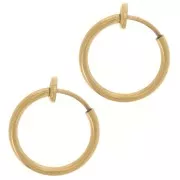 15mm 304L stainless steel Mini hoop clips - For non-pierced ears - Gold x2