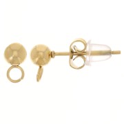 4mm 304L stainless steel ball earstuds - perpendicular ring - Gold x20