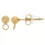 4mm 304L stainless steel ball earstuds - perpendicular ring - Gold x20