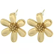 25x22mm Stainless steel 304L Daisy earstuds - Gold x2